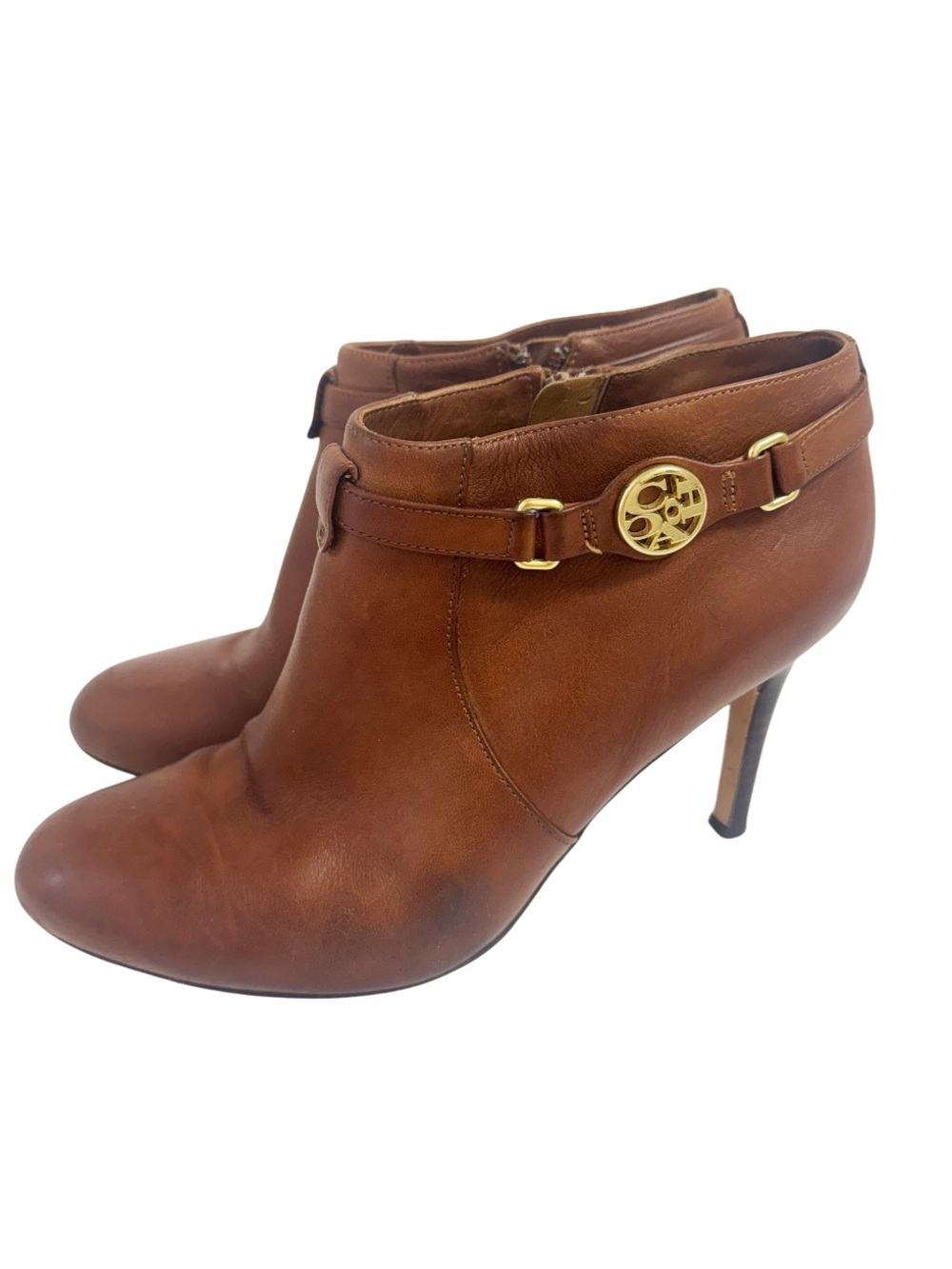 Coach Salene leather high stiletto ankle boots in brown/cognac Size 8.5
